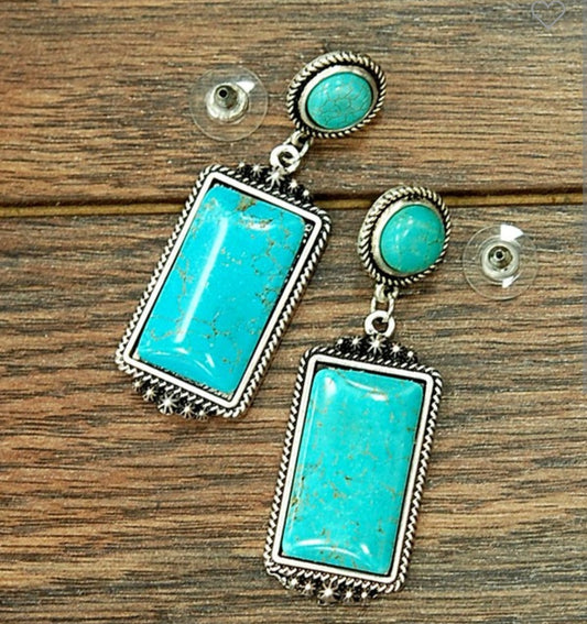 Turquoise drop bar earrings