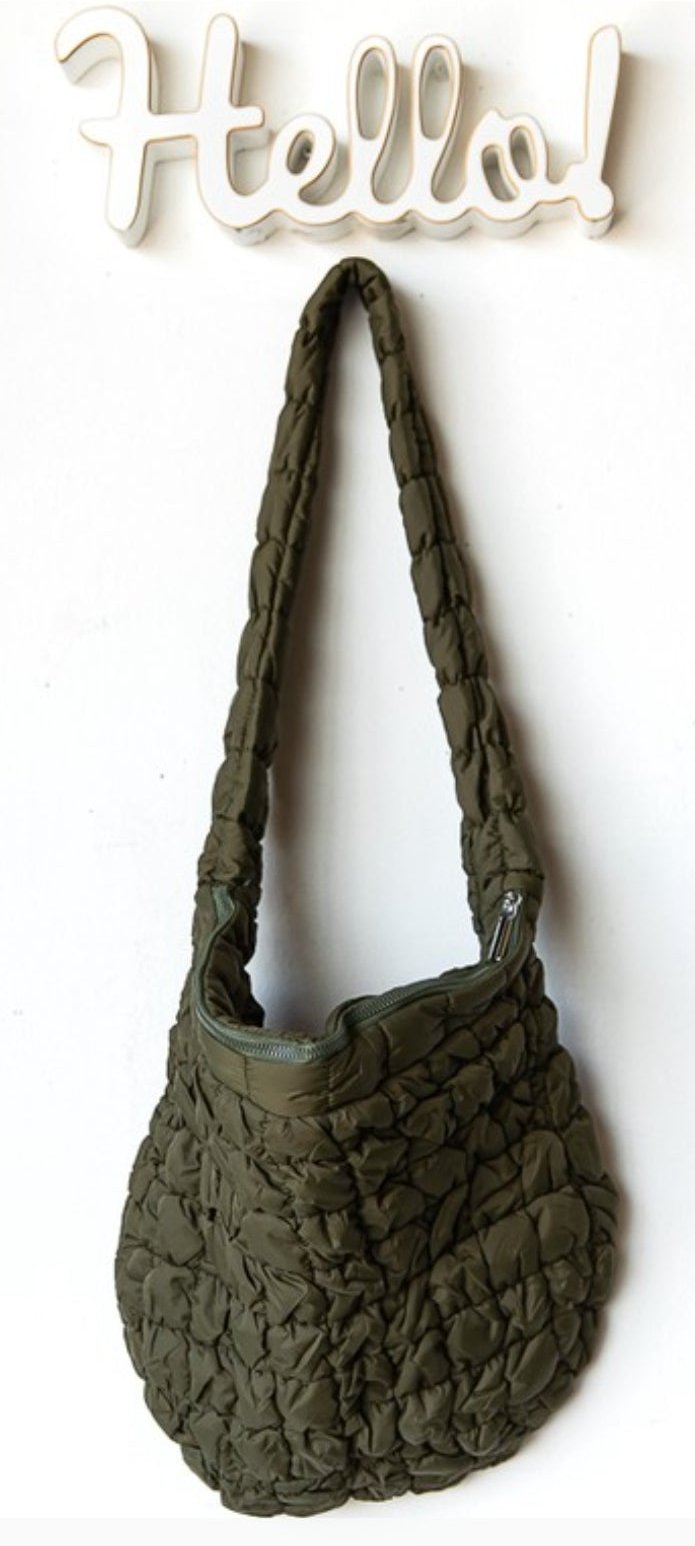 Army green puffer bag