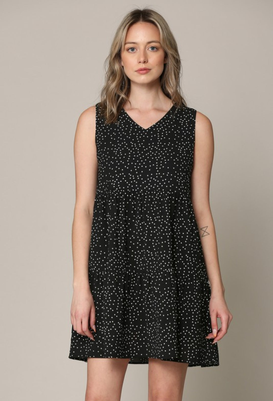 Black polka dot dress