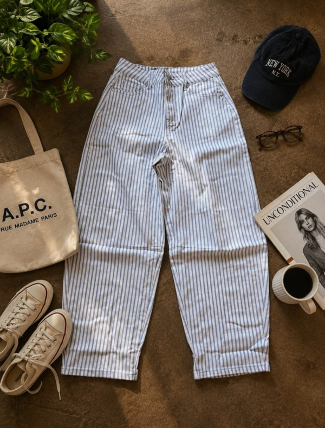 Striped Barrel Jean
