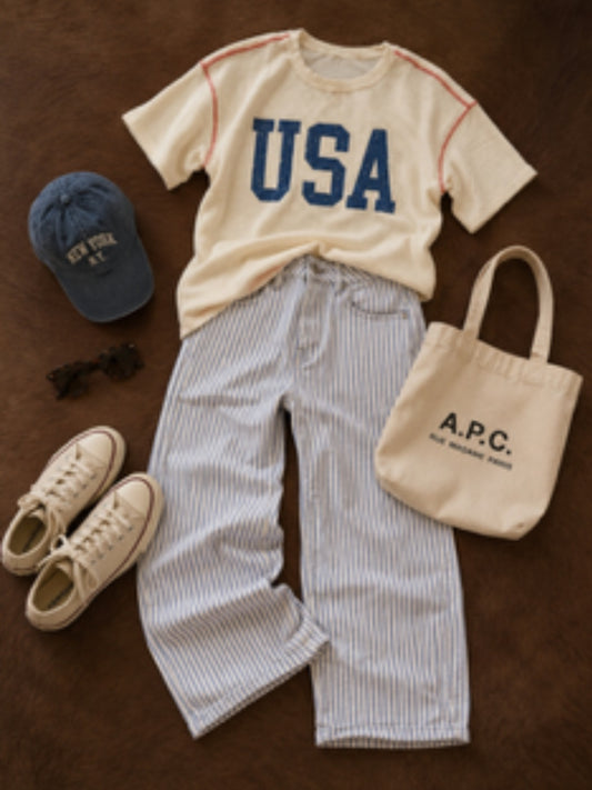 Striped Barrel Jean