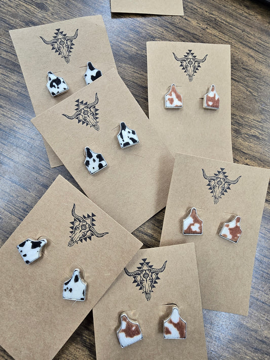 Cowhide Ear Tag earrings