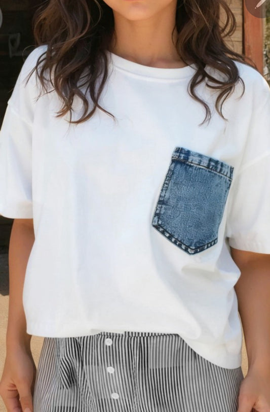 Basic jean pocket tee